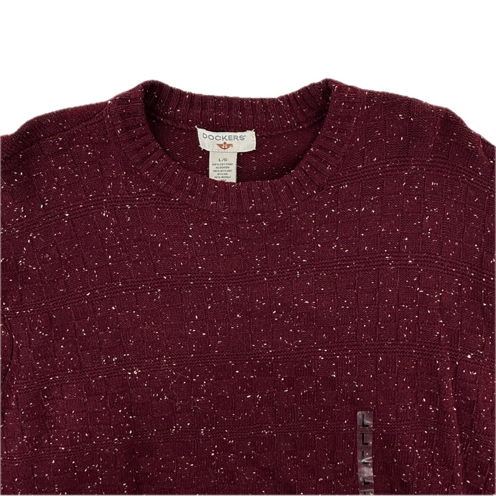 Dockers Textured Checkerboard Pattern Burgundy Sweater, Men's Size Large, NWT - Picture 15 of 16